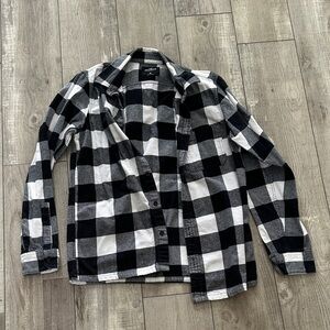 Hollister Black and White Checkered Shirt Jacket